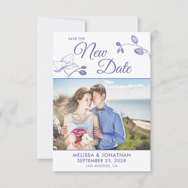 Spara New Date bröllop senareläggning av fotolila (Framsida)