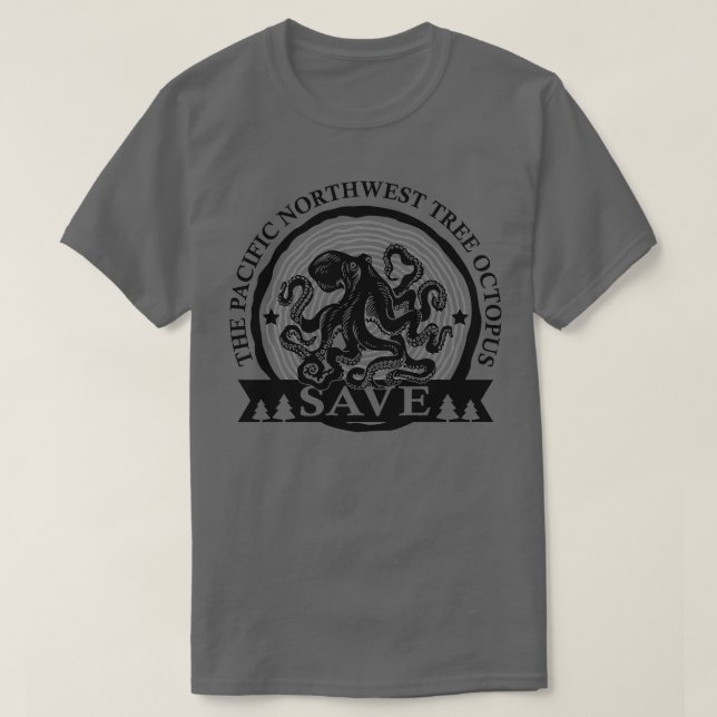 Spara Northwest Träd Octopus i Stilla havet T Shirt (Design framsida)