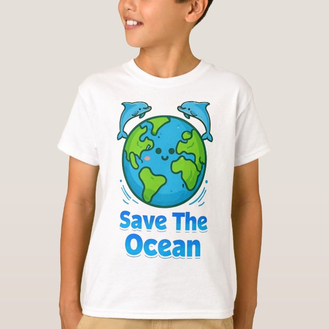 Spara Oceanen, Spara av jorden och delfiner Jorden T Shirt (Framsida)