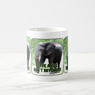 Spara och Elephants liv, köp inte Elfenbenskusten Kaffemugg