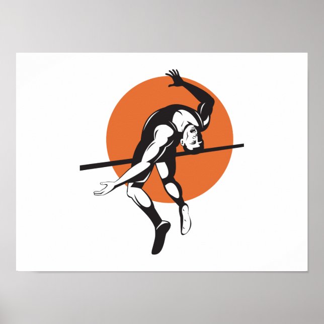 Spåra och Fält Idrottsman Jumping High Jump Poster (Framsidan)