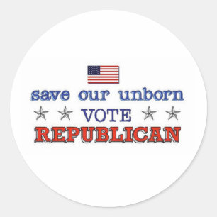 Spara Ofödd Vote Republican Classian Round Sticker Runt Klistermärke