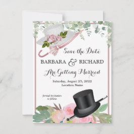 SPARA om BUDGETEN Romantic Rosa ros Blommigt Bröll Meddelande