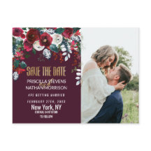 Spara om Burgundy Ivory Blommigt Arrangemanga Guld