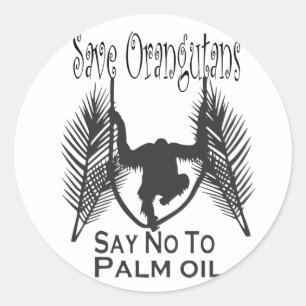 Spara Orangutans säger nej till Handflatan Oil Sti Runt Klistermärke