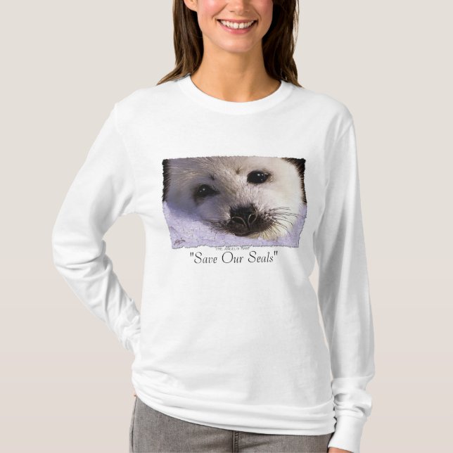 "SPARA OUR SÄLAR" Harp Seal Protection Shirt T (Framsida)