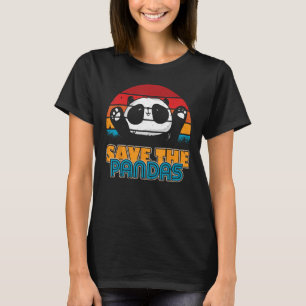 Spara Pandas Retro Stil Panda T Shirt