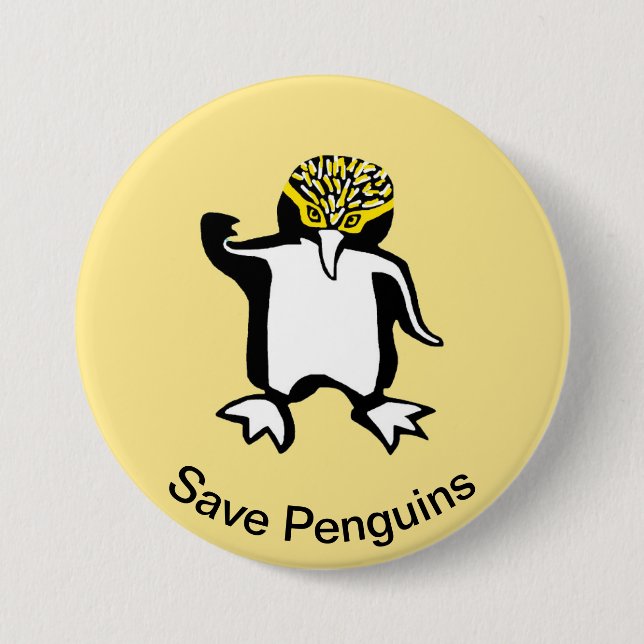 Spara PENGUINS - RISKFARLIG animalisk grafik - Gul Knapp (Framsida)