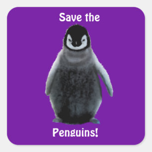 SPARA PENGUINS Wildlife Support Stickers Fyrkantigt Klistermärke