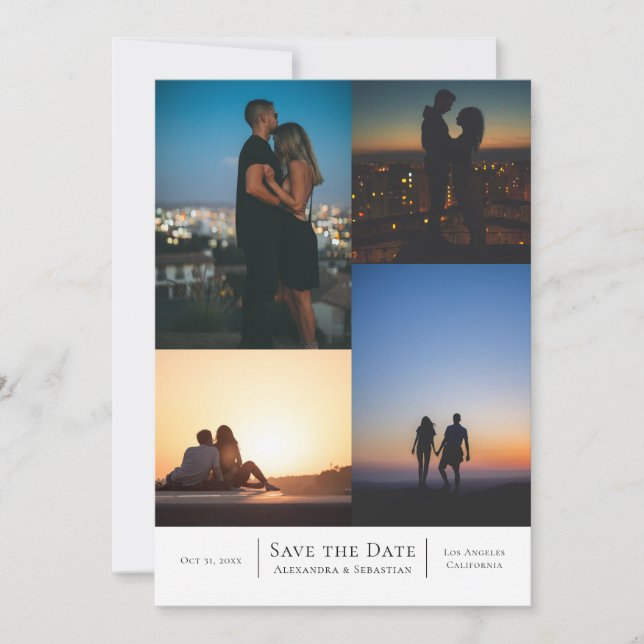 Spara Personligen Datumkollage i Bröllop Spara Datumet (Framsida)