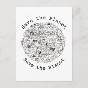 Spara Planet Earth Endangered Animals & Träd Art Vykort
