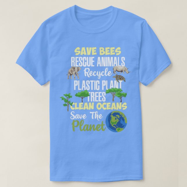 Spara Planet Earth Oceans World Gift T Shirt (Design framsida)