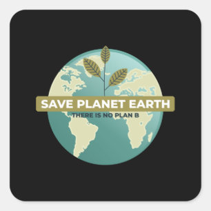SPARA PLANET EARTH Sticker Fyrkantigt Klistermärke