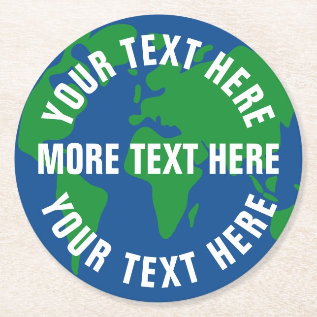 Spara planetens världskarta över anpassningsbar -  underlägg papper rund (Framsidan)