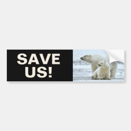 Spara Polar Bears Climate Activism Slogan on Black Bildekal