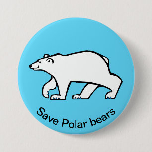 Spara Polar BEARS - RISKT animalisk grafik - blått Knapp
