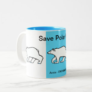 Spara Polar BEARS - utrotningshotat djur - Arktisk Två-Tonad Mugg