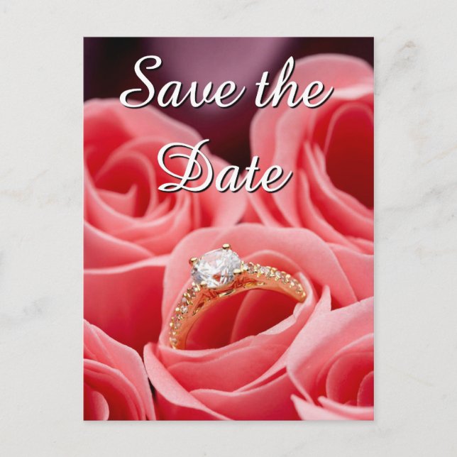 Spara postkort för datum i Bröllop Ring Meddelande Vykort (Framsida)