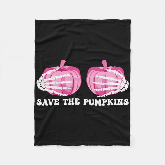 Spara Pumpkins Halloween Breast Cancer Awarenes Fleecefilt (Framsidan)