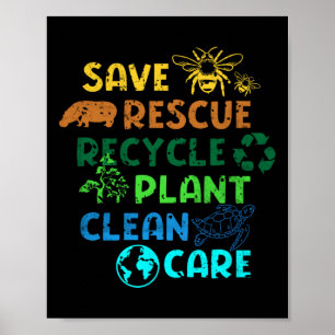 Spara Rädda Återvinn Planet Klimatförändring Rolig Poster