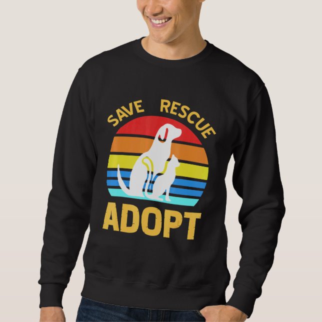 Spara Rädding Anta Pro Pet-adoption Lång Ärmad Tröja (Framsida)