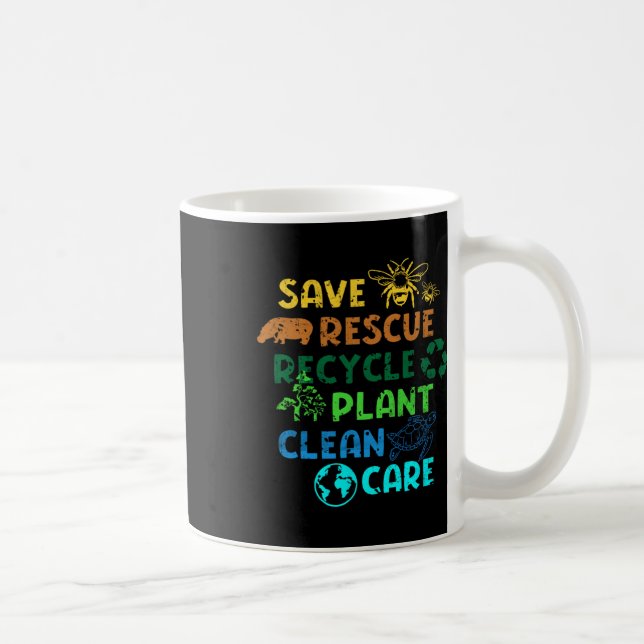Spara Rädding Återvinna Planet Klimatförändring Le Kaffemugg (Höger)