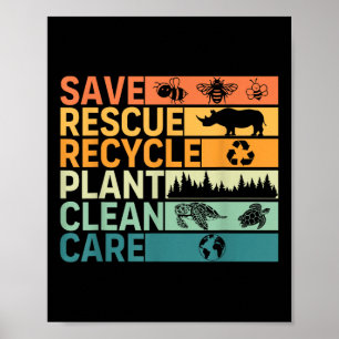 Spara Rädding Återvinna Plant Clean Care Earth Day Poster
