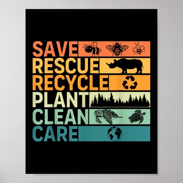Spara Rädding Återvinna Plant Clean Care Earth Day Poster (Framsidan)