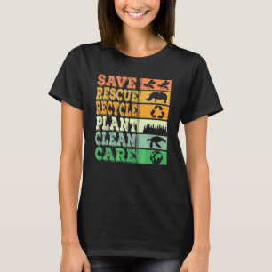 Spara Rädding Återvinna Plant Clean Care Retro Vin T Shirt