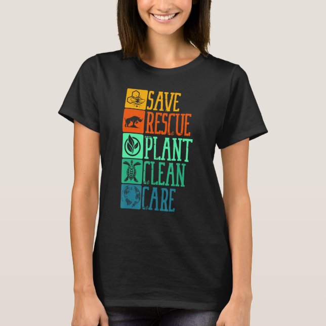 Spara rädding Plant Clean Care Turtle Animal Återv T Shirt (Framsida)