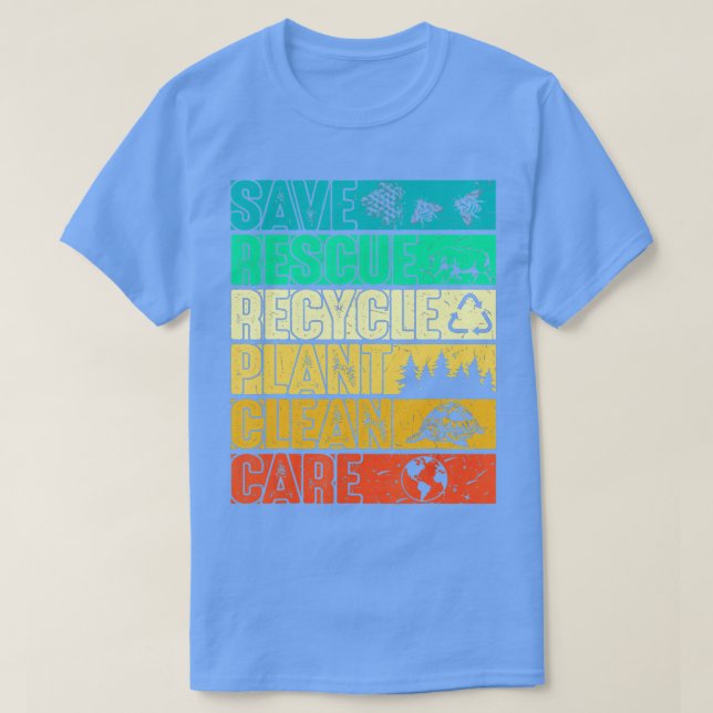 Spara Rädding Plant Clean Care Turtle Animal Återv T Shirt (Design framsida)