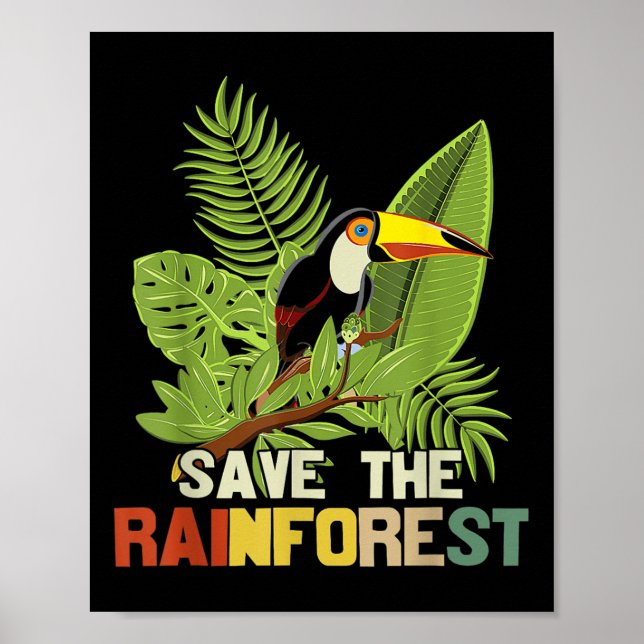 Spara Rainforest Earth Day Retro Stil Poster (Framsidan)