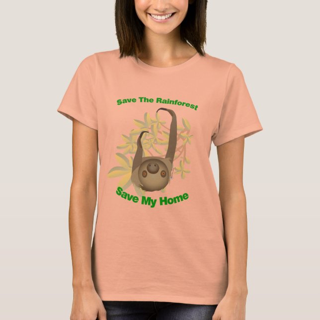 Spara Rainforest Sloth- Woman Burnout T Shirt (Framsida)