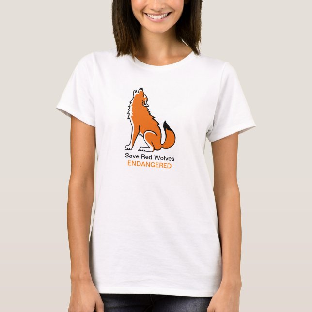 Spara Red-VARGER - utrotningshotad animalisk grafi T Shirt (Framsida)