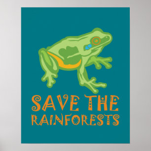 spara-regnskogarna Träd Frog Poster