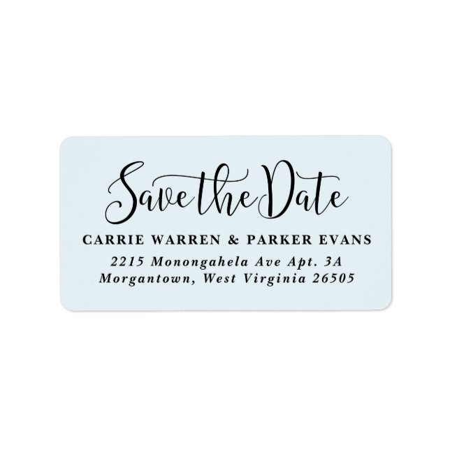 Spara returadressen för datum ljusblå elegant adressetikett (Framsidan)