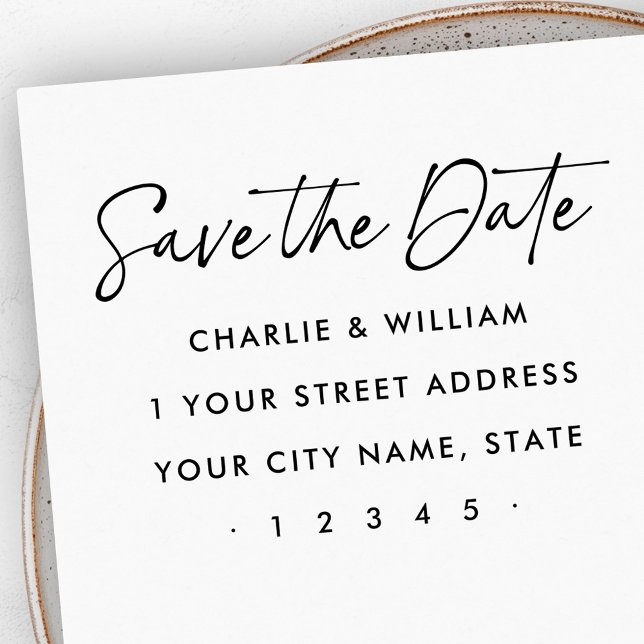 Spara returadressen för skript för Date-elegant Stämpel (Save the Date elegant script return address Rubber Stamp)