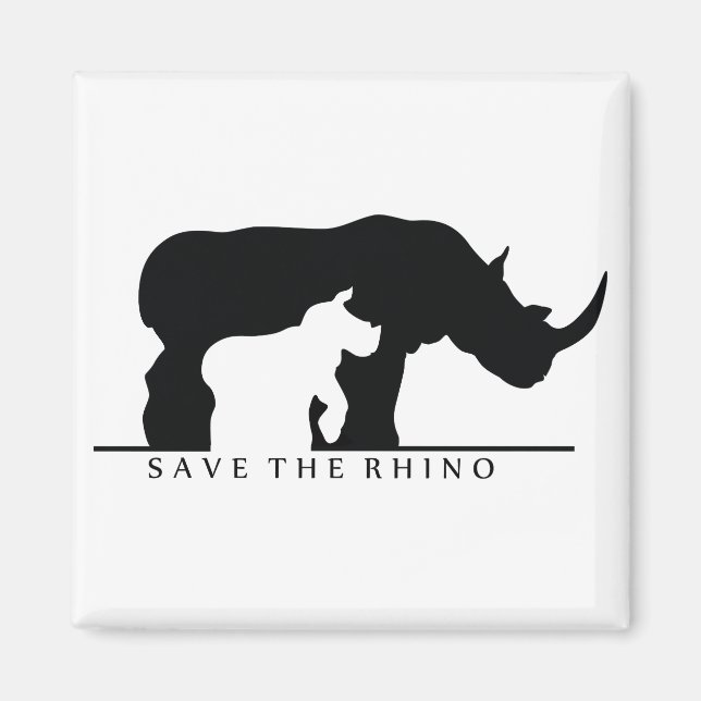Spara Rhino (vit ver) Magnet (Framsidan)