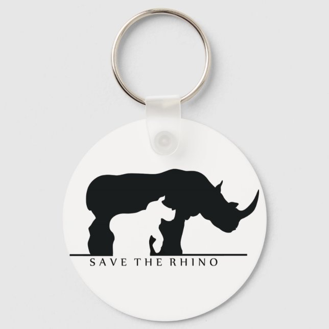 Spara Rhino (vit ver) Nyckelring (Framsida)