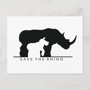 Spara Rhino (vit ver) Vykort
