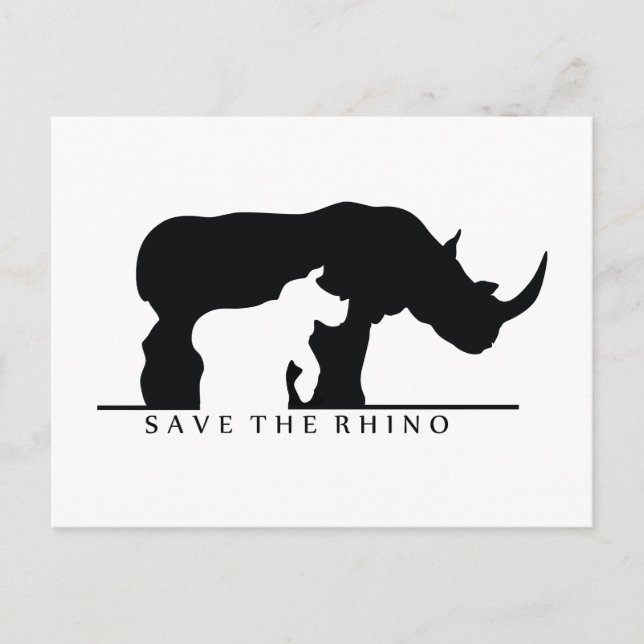 Spara Rhino (vit ver) Vykort (Framsida)