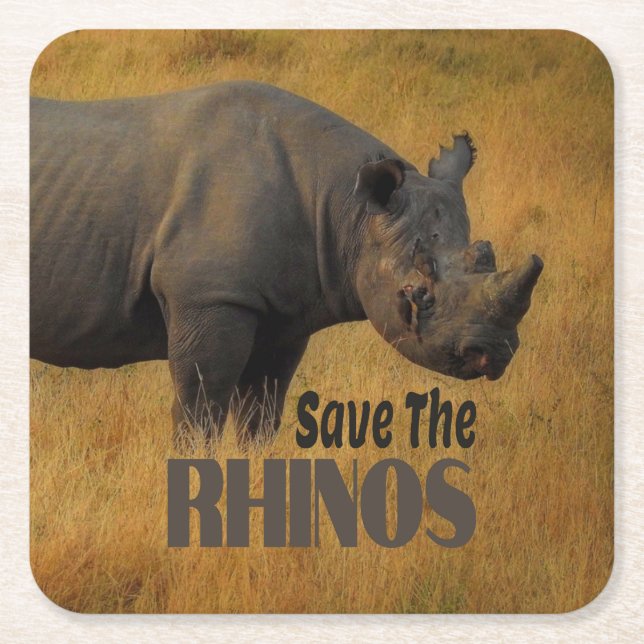 Spara Rhinos Underlägg Papper Kvadrat (Framsidan)