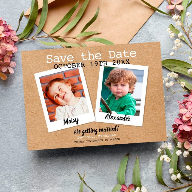 Spara Roligten Date Child Photos Rustic Boho Inbjudningar (Skapare uppladdad)