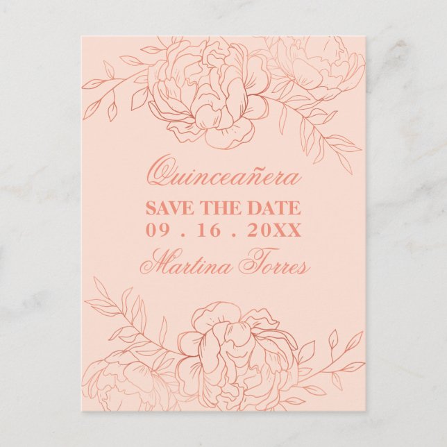 Spara Rosa och Ro Guld Fine Art Blommigt för datum Meddelande Vykort (Framsida)