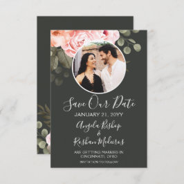 Spara Rosan för datum Elegant  Blommigt Bröllop-ko Inbjudningar