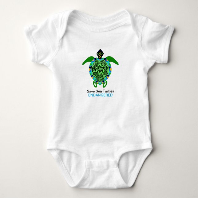 Spara Sea TURTLES - Endangångna arter- Marine - Ma T Shirt (Framsida)