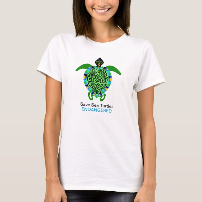 Spara Sea TURTLES - utrotningshotad animalisk graf T Shirt (Framsida)
