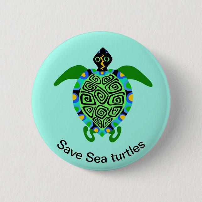 Spara SEA TURTLES - Wildlife - Ocean Aqua Knapp (Framsida)
