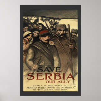 Spara Serbien Världskrig en Vintage Poster