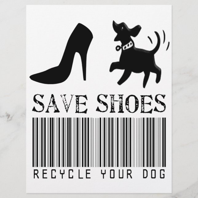 Spara Shoes: Återvinna din Hund Reklamblad (Framsidan)
